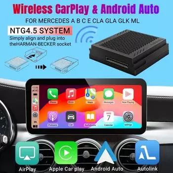 Обновление беспроводной Carplay подходит для Mercedes Benz ABCE CLA GLA GLK ML Sprinter NTG4.5 Becker Module Android Auto Navigation