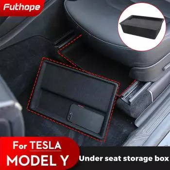 Обновление Futhope 2022 для Tesla Model Y, ящик для хранения под сиденьем, органайзер большой емкости, чехол, держатель для ящика, салон автомобиля box with cover