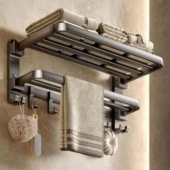 Обновление и утолщение серый/черный 40-60 см серый алюминиевый держатель для полотенец ванная комната вешалка для хранения полотенец аксессуары для ванной комнаты