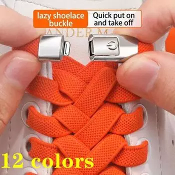 Обновление ленивых шнурков с пряжкой, эластичные мужские и женские расширенные плоские шнурки, веревка для девочек и детей белый
