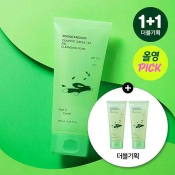 [Обновление] Round Round Comfort Green Tea Слегка кислотный очищающий гель-пенка 200 мл Double Special, Корейское очищение 200ml double