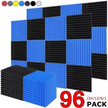 Обновление Высокое качество 12/24/96 шт. прочная звукоизоляционная пена для студии, акустическая стеновая панель, звукоизоляционная пена для студии, стена 12PCS чёрный