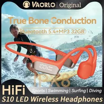 Обновления Bluetooth 5.4 костная проводимость беспроводные наушники глубина 30 метров IPX8 водонепроницаемые плавательные гарнитуры 32 ГБ ОЗУ MP3-плеер чёрный