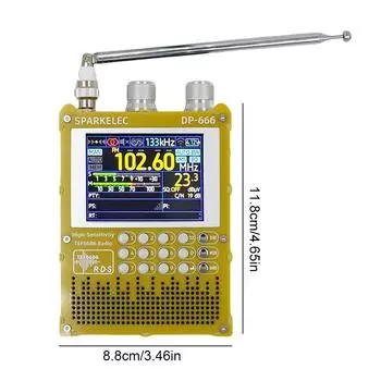 Обновленная версия DP-666 TEF6686 Карманный радиоприемник FM AM Коротковолновый DSP Радио с ЖК-дисплеем Карманный приемник DSP Приемник жёлтый