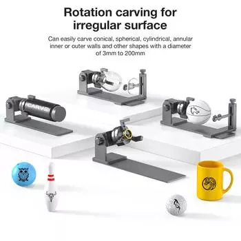 Обновленная версия приспособления Mr.Carve RF2 с вращением на 360 градусов, гравировка диаметром 3-200 мм, конический размер серый