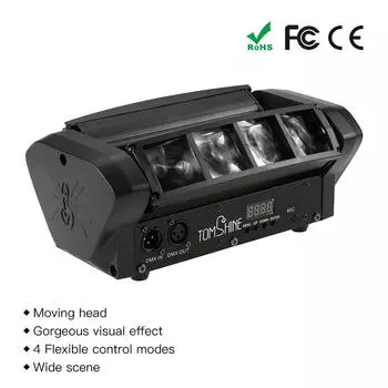 Обновленная версия Tomshine DMX512, 40 Вт, вращающаяся головка, RGBW, светодиодный мини-светильник-паук, сценический луч UK Plug