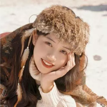 Обновленная версия! Утолщенная теплая плюшевая повязка на голову из настоящего кроличьего меха, женская зимняя морозостойкая пустая шапка-цилиндр, широкая шапка баотоу Elastic