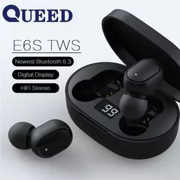 Обновленные беспроводные наушники E6S TWS для Xiaomi Huawei, цифровой светодиодный дисплей, сабвуфер, стереомузыка Hi-Fi с микрофоном HD