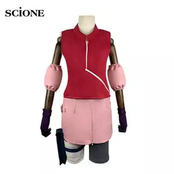 Обновленные комплекты из 7 предметов, Scione, аниме, мультфильм, косплей, Харуно Сакура, платье, костюм, одежда 2-го поколения, полный комплект S