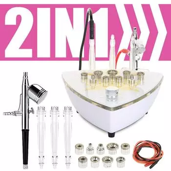 Обновленный 2 в 1 алмазный микродермабразия вакуумный спрей для удаления угрей и прыщей для домашнего использования белый