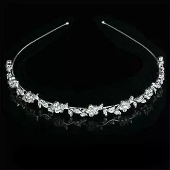Ободок для волос Diamante Wedding Свадебная повязка для волос Застежка Тиара Цветочная корона для девочки 12.5*1.4cm
