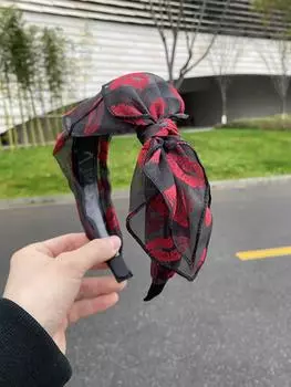 Ободок для волос с сетчатым бантом, зубчатым широким краем, нескользящий, модные женские аксессуары для волос