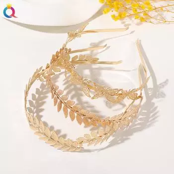 Ободок из металлических листьев Популярный ободок для невесты Золотая заколка для волос Аксессуары для волос