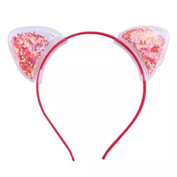 Ободок с кошачьими ушками для девочек, прозрачный, с блестками-пересыпашками, обручи для волос, милые аксессуары для волос для повседневной носки, вечеринок, косплея