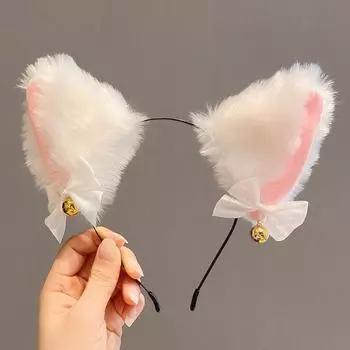 Ободок с кошачьими ушками и ожерелье Девушка Плюшевый Пушистый Ободок для Волос с Кошачьими Ушками для Девушки Женщины Взрослого Косплей Вечеринка Маскарад Хэллоуин