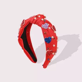 Ободок Звезда на День Независимости США для Женщин Девочек Кристальный Жемчужный Ободок Повязка для Волос Бант Праздничные Аксессуары для Волос