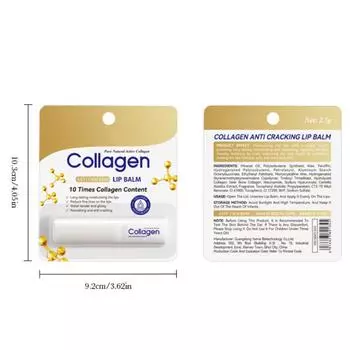 Обогащенный коллагеном бальзам для губ для сухих потрескавшихся губ Интенсивное увлажнение Зимний уход Увлажняющее средство Универсальный 2,7 г