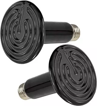 Обогрев для питомцев Обогрев для рептилий Инфракрасный излучатель Обогрев для рептилий Обогрев для рептилий Керамическая нагревательная лампа для и Маленький Нагревательный Светильник Набор Белая Лампа, Лампа, чёрный