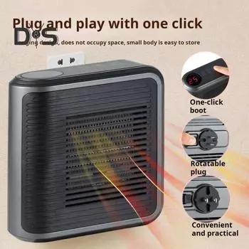 Обогреватель для использования в помещении, 800 Вт, функция быстрого нагрева, таймер, защита от перегрева, цифровой дисплей, безопасный небольшой обогреватель, вентилятор чёрный