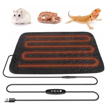 Обогреватель для рептилий, панельный обогреватель для маленьких животных, питание от USB, 3 уровня регулировки температуры, таймер, нагревательный коврик, идеальный обогреватель для животных, размер M