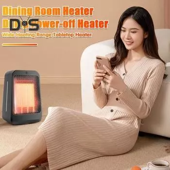 Обогреватель с функциями безопасности, бесшумная работа, регулируемая температура, защита от короткого замыкания, эффективный настольный обогреватель EU чёрный