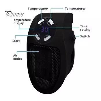 Обогреватель воздуха с дистанционным управлением, цифровым дисплеем, регулируемым термостатом и таймером, бесшумный настенный вентилятор для обогрева воздуха US Plug A