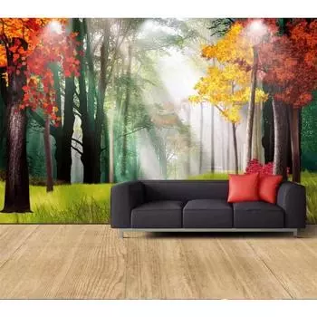 Обои 3d Большие Абстрактные Ручная Роспись Пейзаж Маслом Деревья Лес Кленовый Лист Фон Обои 200 cm(W) x 140 cm(H)