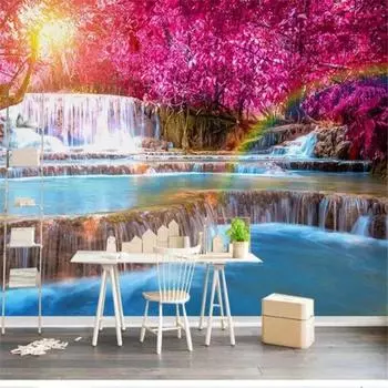 Обои 3d фотообои текущая вода богатый красивый пейзаж фреска гостиная обои 200 cm(W) x 140 cm(H)