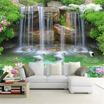 обои 3d фреска пейзаж живопись водопад романтика стерео ТВ фон обои домашний декор обои 200 cm(W) x 140 cm(H)