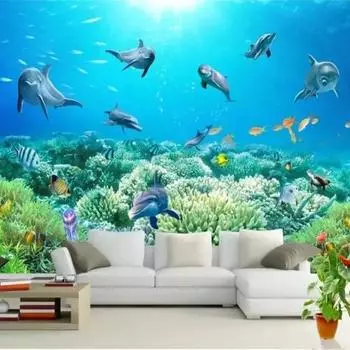 Обои 3d Фрески Подводный мир ТВ Фон Стена Гостиная Спальня Обои Домашний декор 3d Обои 200 cm(W) x 140 cm(H)