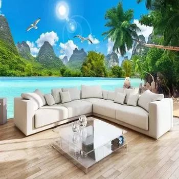 Обои 3d кокосовая пальма пейзаж фреска природа пейзаж настенная роспись гостиная телевизор диван спальня 3d домашний декор 200 cm(W) x 140 cm(H)