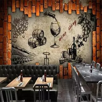 Обои 3d Mural Фото Ретро Индустриальный Стиль Винный Погреб Винный Погреб Поместье Винная Комната Декоративные Обои Кафе 200 cm(W) x 140 cm(H)