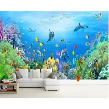 Обои 3d Mural Подводный мир Фон Стена Гостиная Спальня Детская Комната Обои 200 cm(W) x 140 cm(H)