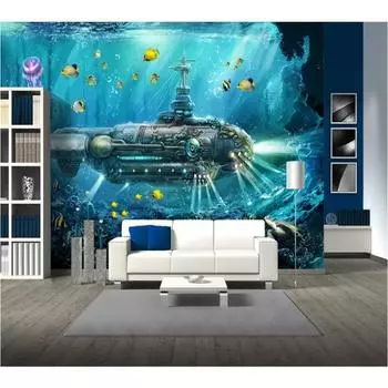 Обои 3d Подводная лодка Подводный мир ТВ Фон Обои Украшения Живопись Обои 200 cm(W) x 140 cm(H)