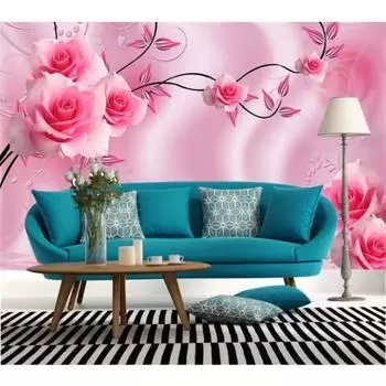 Обои 3d розовая роза виноградная лоза ТВ фон настенная роспись гостиная спальня украшение комнаты 3d обои 200 cm(W) x 140 cm(H)
