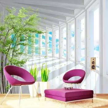 Обои 3D стерео голубое небо зеленое дерево пространство расширение фреска обои гостиная телевизор диван фон обои для стены 200 cm(W) x 140 cm(H)
