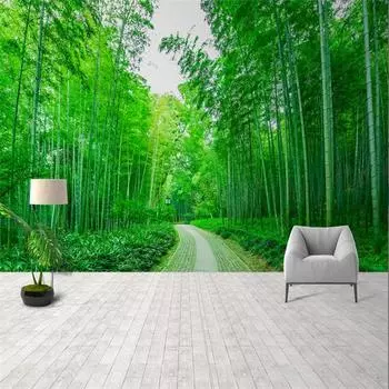 Обои «Бамбуковая лесная тропа», 3D настенная роспись «Бамбуковый лес», кабинет, гостиная, спальня, фон, настенное украшение для дома, фреска 200 cm(W) x 140 cm(H)