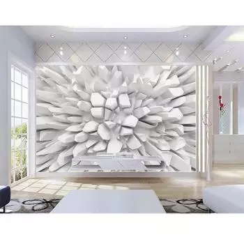 Обои Белый 3D Кристалл Камень Шип Фон Настенная Роспись Украшения Дома Гостиная Спальня 3D Обои 200 cm(W) x 140 cm(H)