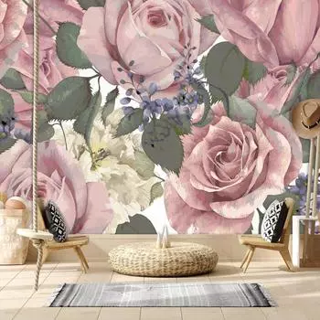 Обои для гостиной с цветочным рисунком розы, натуральные обои, домашний декор, гостиная, диван, ТВ-фон, фрески 200 cm(W) x 140 cm(H)