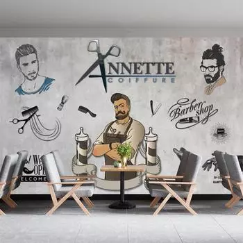 Обои для мужского салона 3d ретро парикмахерская обои фон для парикмахерской настенная роспись 3d промышленный декор обои 200 cm(W) x 140 cm(H)