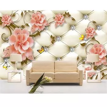 Обои европейские мягкие сумки обои ромбовидные цветы бабочка фреска дом гостиная спальня 3d обои 200 cm(W) x 140 cm(H)