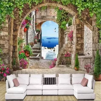 Обои Европейский стерео арка дверь зеленый 3d фреска ТВ фон стена гостиная 3d обои 200 cm(W) x 140 cm(H)