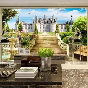 Обои Европейский стиль 3D стерео сад пейзаж фон настенная роспись гостиная обои 200 cm(W) x 140 cm(H)