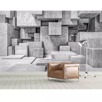 Обои Фреска Геометрическая Цементная Стена Стерео Фреска Ретро Цемент Серая Фреска Спальня Гостиная 3d Обои 200 cm(W) x 140 cm(H)