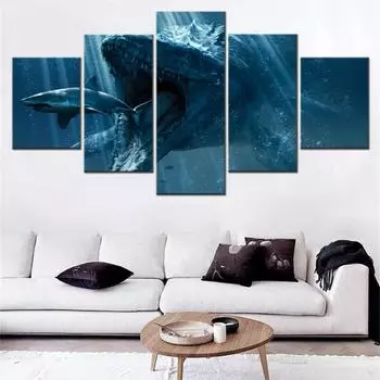 Обои «Мир Юрского периода» для домашнего декора, настенные картины на холсте, постеры с фильмами, модульная картина, настенная печать, гостиная, 5 штук, без рамки 20x35cm*2 20x45cm*2 20x55cm*1 No Frame