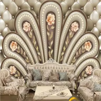 Обои с цветочным рисунком, мягкая упаковка, жемчужный цветок, фреска, золотой фон, обои для гостиной, спальни, домашний декор 200 cm(W) x 140 cm(H)