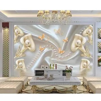 Обои Современные 3d Калла Лили Ювелирные Изделия Настенная Роспись Гостиная Спальня Фотообои 3d Обои Домашний Декор 200 cm(W) x 140 cm(H)