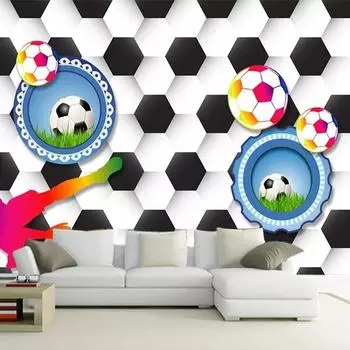 Обои Современные 3D стерео абстрактные геометрические футбольные обои гостиная телевизор детская спальня фон фреска 200 cm(W) x 140 cm(H)