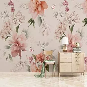 Обои Современные Маленькие Свежие Розовые Цветы Фреска Мультфильм Дети Девичья Спальня Фон Гостиная Современный Декор 3d Фреска 200 cm(W) x 140 cm(H)