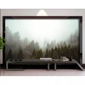 Обои Туманный лес Природный пейзаж Фреска Гостиная Диван Фон Декор Стены 3d Обои 200 cm(W) x 140 cm(H)